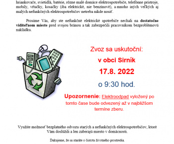 Aktuality / Zber elektroodpadu 17.8.2022 - foto