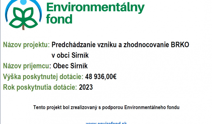 Fotka - Predchádzanie vzniku a zbodnocovanie BRKO v obci Sirník