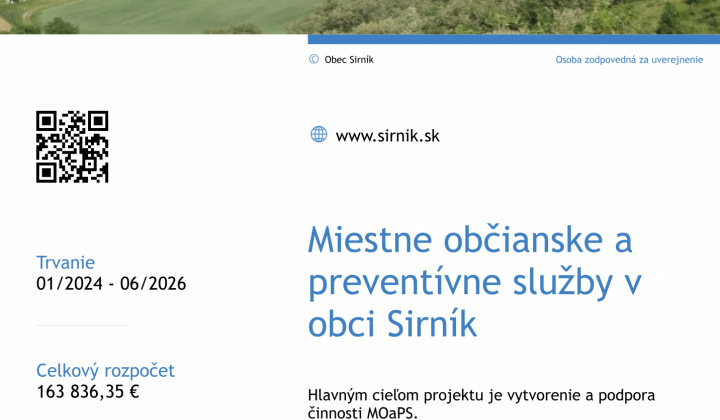 Fotka - Miestne občianske a preventívne služby v obci Sirník