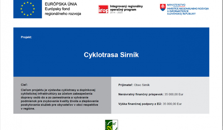 Fotka - Cyklotrasa a náučný chodník v obci Sirník