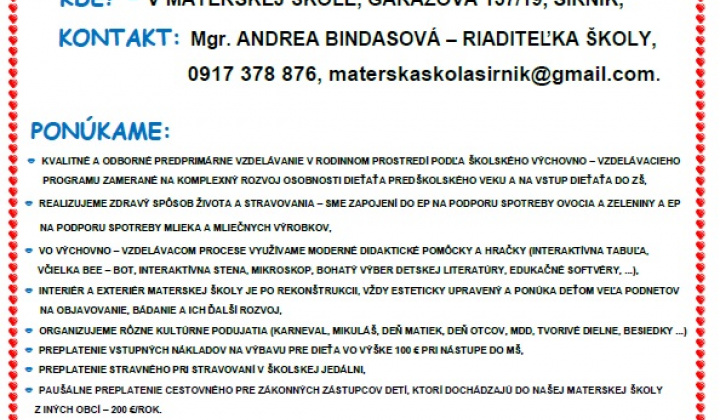 Fotka - Zápis detí do MŠ