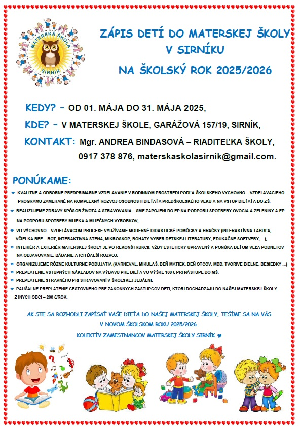 Fotka - Zápis detí do MŠ